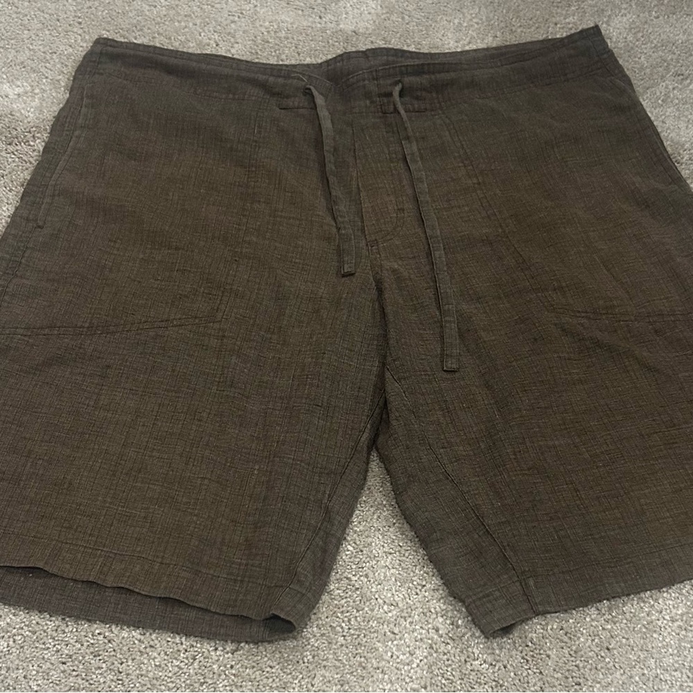 Prana Men’s Brown Flat Front Hemp Cargo Shorts Casual Style Sz. L - Picture 2 of 12